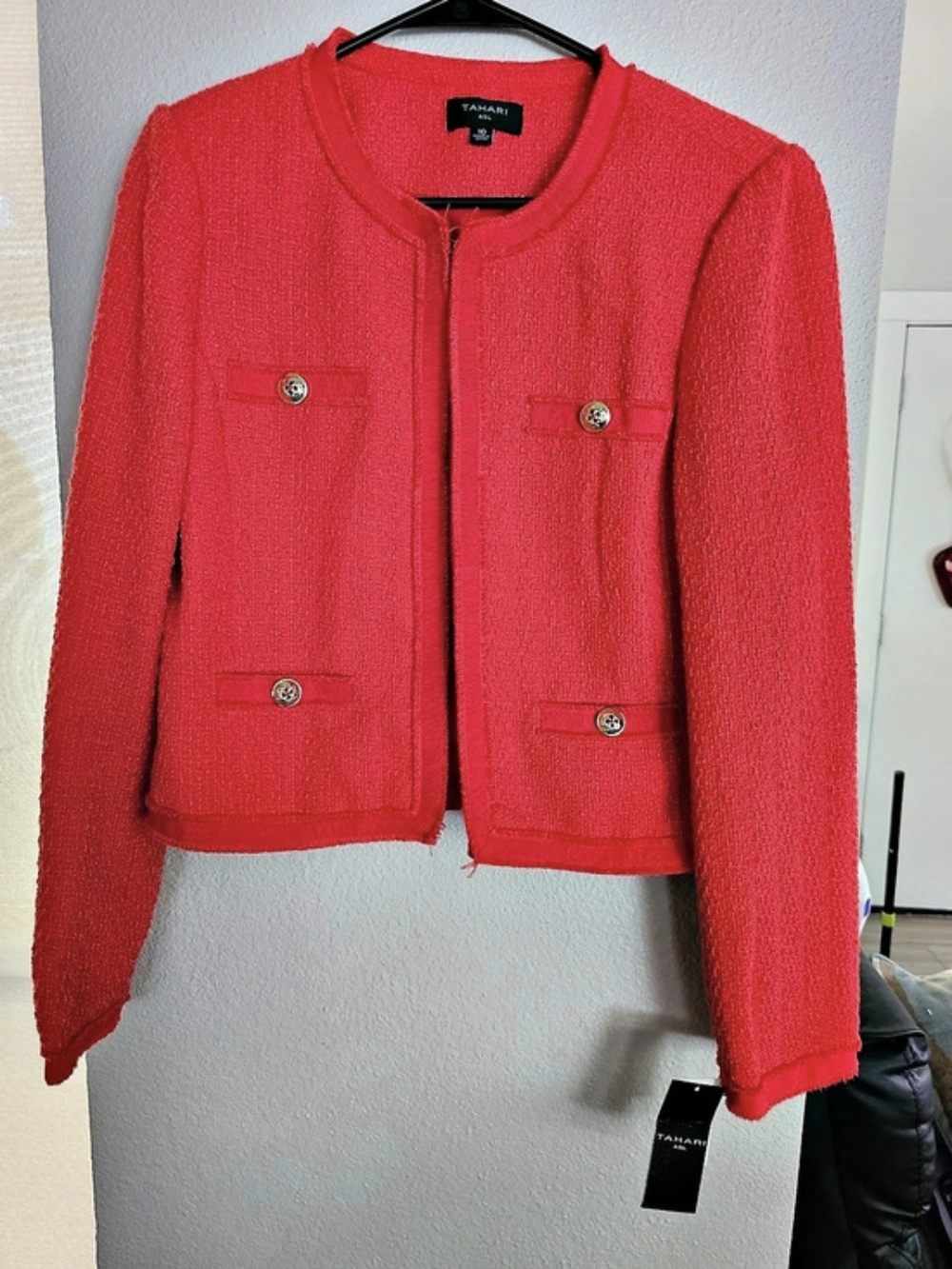 Tahari ASL Red Textured Blazer Skirt Set Size 10 NWT